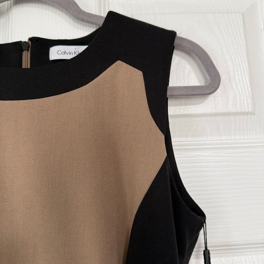 Calvin Klein New Women's Colorblock Taupe/Black Sleeveless Dress Size 4 - Picture 5 of 13